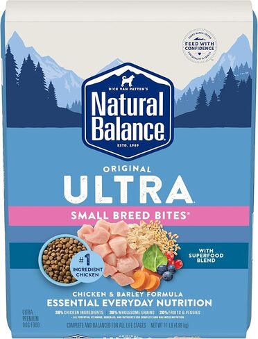 التوازن الطبيعي الأصلي الترا الدجاج والشعير، لدغات السلالات الصغيرة الجافة الكلب الغذاء، 4 رطل. شنطة in Kuwait