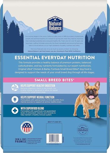 التوازن الطبيعي الأصلي الترا الدجاج والشعير، لدغات السلالات الصغيرة الجافة الكلب الغذاء، 4 رطل. شنطة in Kuwait