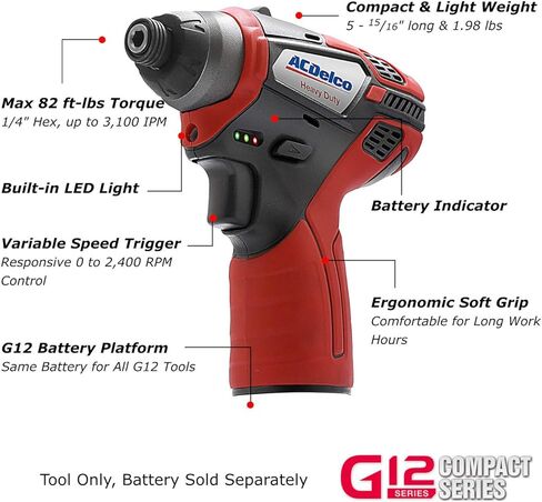 ACDelco ARW1209-K15 G12 سلسلة 12 فولت ليثيوم أيون لاسلكي 3/8 ريتشل مفتاح & Impact Driver مجموعة أدوات كومبو in Kuwait