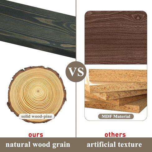 SAUCE ZHAN 24 بوصة أرفف عائمة ريفي من الخشب الطبيعي مجموعة أرفف حائط من الصنوبر مكونة من 2 رفوف مفتوحة ديكور خشبي خفيف مثبت على الحائط للحمام وغرفة المعيشة وغرفة النوم والمطبخ 24D × 6.7W in Kuwait