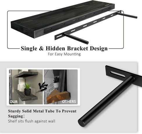 SAUCE ZHAN 24 بوصة أرفف عائمة ريفي من الخشب الطبيعي مجموعة أرفف حائط من الصنوبر مكونة من 2 رفوف مفتوحة ديكور خشبي خفيف مثبت على الحائط للحمام وغرفة المعيشة وغرفة النوم والمطبخ 24D × 6.7W in Kuwait