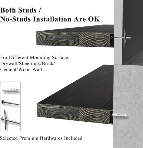 SAUCE ZHAN 24 بوصة أرفف عائمة ريفي من الخشب الطبيعي مجموعة أرفف حائط من الصنوبر مكونة من 2 رفوف مفتوحة ديكور خشبي خفيف مثبت على الحائط للحمام وغرفة المعيشة وغرفة النوم والمطبخ 24D × 6.7W in Kuwait