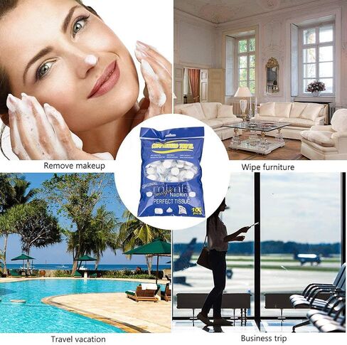 Compressed Towels, Darate 100PCS Portable Disposable Towels - Soft, Durable, Reusable Face Towels - Travel, Home, Outdoor, Camping, Hiking, Sport Hand Cotton Compressed Towels Tablets (100PCS) in Saudi Arabia