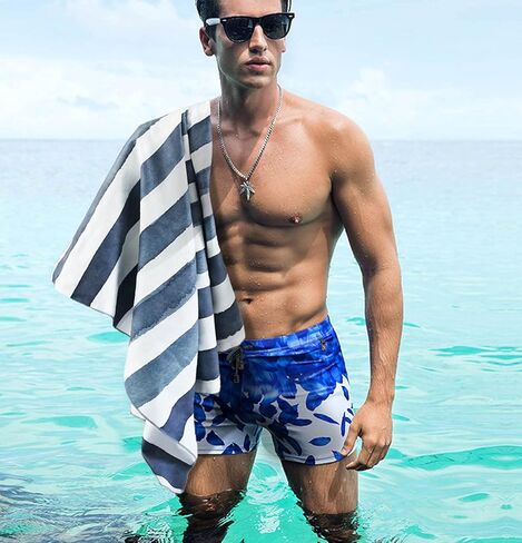 snailman Microfiber Beach Towel,Quick Drying Swim Towels, Shower Beach Blanket Sand Free Surf Towel, Lightweight Bath Travel Towel (70x39 inches, Strip) in Saudi Arabia