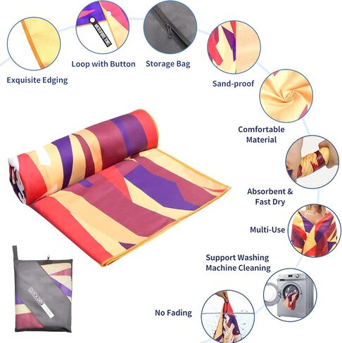 SUNBKIM Microfiber Beach Towel Super Absorbent 63"x31.5", Fast Drying Microfiber Travel Towel, Ultra-Compact. Suitable for Camping, Hiking, Yoga, Travel, (Green) in Saudi Arabia