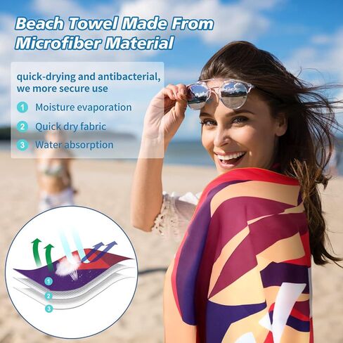 SUNBKIM Microfiber Beach Towel Super Absorbent 63"x31.5", Fast Drying Microfiber Travel Towel, Ultra-Compact. Suitable for Camping, Hiking, Yoga, Travel, (Green) in Saudi Arabia