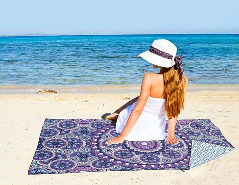 ARTHMOM Quick Dry Sand Free Microfiber Beach Towel for Adults, 71''x40'' Oversized Super Absorbent Lightweight Camping Towel for Traveling Swimming Sports (Purple Turtle) in Saudi Arabia