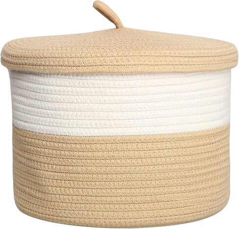 S Size Yellow Duck Cotton Rope Basket with Lid Mini Woven Basket Cute Toy Storage Basket Little Organizer for Living Room, Small Gift basket for Child in Saudi Arabia