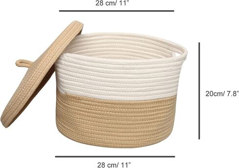 S Size Yellow Duck Cotton Rope Basket with Lid Mini Woven Basket Cute Toy Storage Basket Little Organizer for Living Room, Small Gift basket for Child in Saudi Arabia
