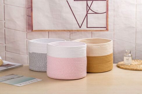 S Size Yellow Duck Cotton Rope Basket with Lid Mini Woven Basket Cute Toy Storage Basket Little Organizer for Living Room, Small Gift basket for Child in Saudi Arabia