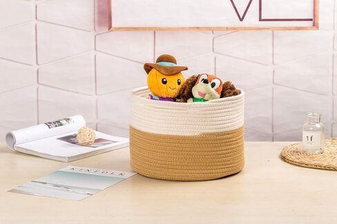 S Size Yellow Duck Cotton Rope Basket with Lid Mini Woven Basket Cute Toy Storage Basket Little Organizer for Living Room, Small Gift basket for Child in Saudi Arabia