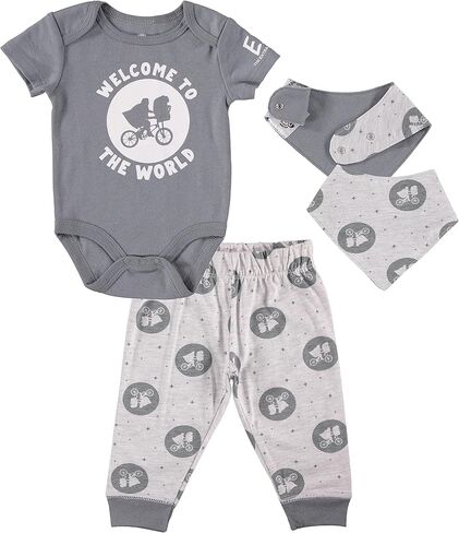 Happy Threads E.T. the Extra-Terrestrial Boys Infant Short Sleeve One Piece Bodysuit Jogging Pants and Bandana Scarf Bib in Kuwait