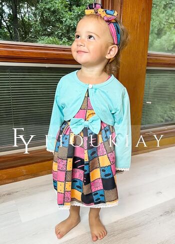 fioukiay Baby Girl Halloween Dress and Cardigan Set Infant Girl Bowknot Dresses Outfit Set Clothes With Diaper Cover in Kuwait