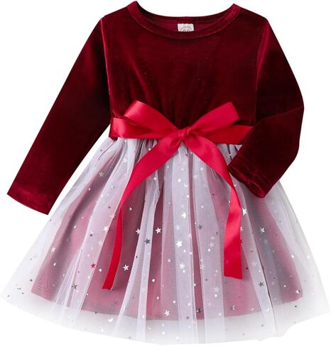 Toddler Baby Girls Velvet Dress Long Sleeve Vintage Lace Princess Birthday Party Christmas Holiday Dresses in Saudi Arabia