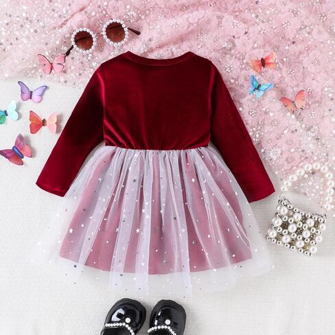 Toddler Baby Girls Velvet Dress Long Sleeve Vintage Lace Princess Birthday Party Christmas Holiday Dresses in Saudi Arabia
