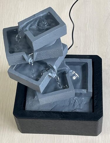 سينهيجو نافورة مياه داخلية لسطح الطاولة بتصميم شلال متتالي من البوليريسين لديكور الطاولة ومصابيح LED مقاس 28 سم in Kuwait