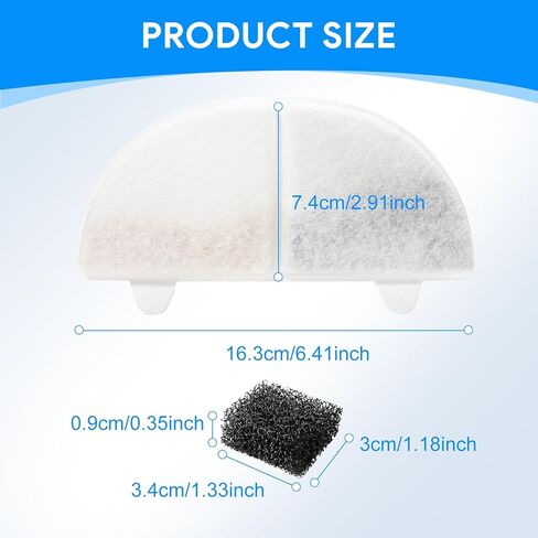 استبدال فلتر نافورة المياه للقطط من MyfatBOSS لمضخات المياه اللاسلكية WF20/CF20 وموزع المياه للقطط ونافورة المياه للكلاب، استبدل الجزء WF02.F03 (3+3 عبوات) in Kuwait