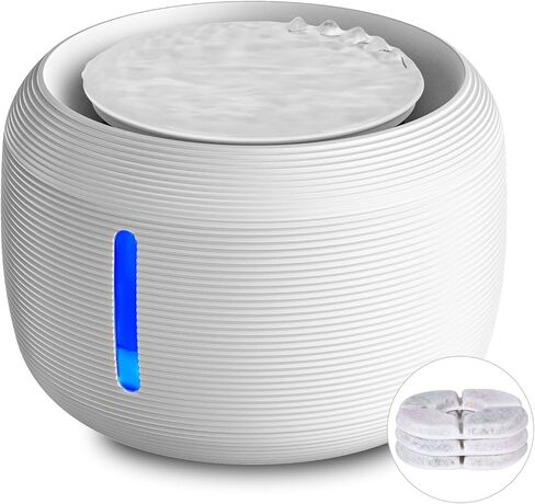 نافورة مياه للقطط من HEYISME، نافورة مياه للحيوانات الأليفة فائقة الهدوء بسعة 84 أونصة/2.5 لتر مع 3 مرشحات بديلة وإضاءة LED، موزع مياه للكلاب بـ 3 أوضاع للتدفق، موزع مياه ذكي للقطط (أسود) in Kuwait