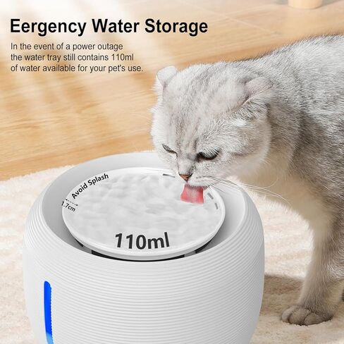 نافورة مياه للقطط من HEYISME، نافورة مياه للحيوانات الأليفة فائقة الهدوء بسعة 84 أونصة/2.5 لتر مع 3 مرشحات بديلة وإضاءة LED، موزع مياه للكلاب بـ 3 أوضاع للتدفق، موزع مياه ذكي للقطط (أسود) in Kuwait