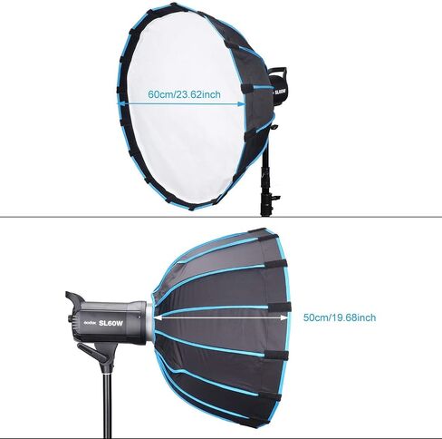 Godox SL-60W Kit with Softbox and 2.8M Stainless Steel Light Stand LED Video Light 5600K Studio Continuous Lamp Bowens Mount Wirelessly Adjust Photo Lights for YouTube, Wedding, Outdoor Shooting in Saudi Arabia