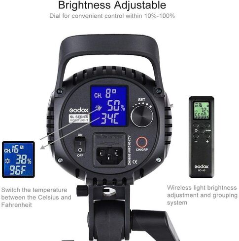 Godox SL-60W Kit with Softbox and 2.8M Stainless Steel Light Stand LED Video Light 5600K Studio Continuous Lamp Bowens Mount Wirelessly Adjust Photo Lights for YouTube, Wedding, Outdoor Shooting in Saudi Arabia