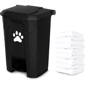 سلة مهملات الكلب للاستخدام في الهواء الطلق، محطة نفايات الكلاب مع غطاء بدواسة بدون استخدام اليدين، حاوية نفايات الكلاب، صندوق داخلي قابل للإزالة، حديقة المنزل، ساحة المطبخ، مع 200 قطعة من أكياس القمامة البلاستيكية، أسود B-15-B-W200 in Kuwait