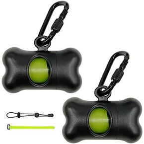 SHAOUMAN Bone Shaped Garbage Bag Dispenser Dog Poop Bags Holder Dog Waste Bags Dispenser with Leak-Proof Green Poop Bags for Leash On The Go for Walking Dogs Outdoor(1 Holder 15 Bags，Mint Green)