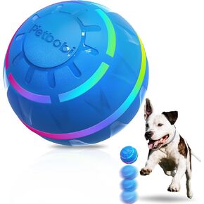 Petbobi Active Rolling Ball for Dogs Interactive Dog Ball with LED Flash Light, Include Self Moving Toys for Medium Large Dogs to Chase and Self Play, USB Rechargeable