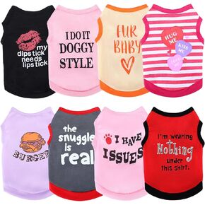 8 Pieces Pet Shirts Printed Puppy Soft Dog Shirt Pullover Cute Dog Sweatshirts Puppy Girl Clothes Outfits Small Pet Cats(Vivid Pattern,Size S)