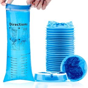 أكياس القيء للاستعمال مرة واحدة، 10 عبوات، أكياس تقيؤ زرقاء عالية الكثافة سعة 1000 مل مع مشبك، مثالية لمرض الصباح، والأطفال، والحوامل، ومرض الهواء، إلخ in Kuwait