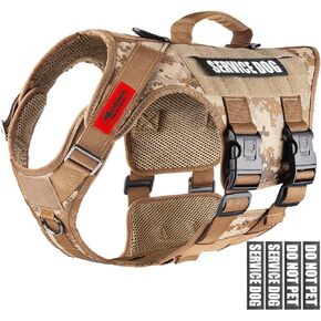 Manificent Tactical Dog Harness Full Body for Medium Large Dogs, Reflective No Pull Service Dog Vest with Handle American Flag Patch, Military Dog Vest - for Training Hiking Hunting Working Harnes L2