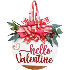 pdpdoc 3D عيد الحب علامة ترحيب للباب الأمامي ديكور الشرفة إكليل المزرعة، مرحبا عيد الحب باب خشبي معلقة علامة، ريفي عيد الحب إكليل علامة لديكور جدار نافذة المنزل المزرعة in Kuwait