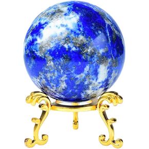 Yooperlite Ball Crystal Ball with Stand Natural Fluorescent Sodalite Sphere Healing Gemstone Globe Room Decor Energy Sphere Rocks Mineral (Fluorescent Sodalite,60-65mm) in Kuwait
