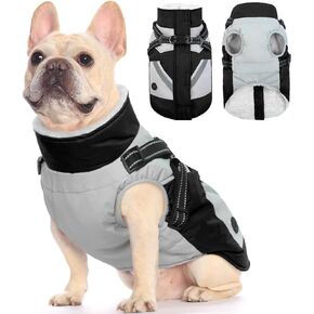 FUAMEY Dog Jacket - Waterproof Winter Coat with Zipper - Reflective Vest for Medium Dogs - Green