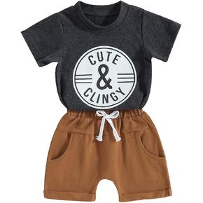 Hoanselay Toddler Infant Baby Boy Summer Shorts Set Color Block Short Sleeve T-Shirt Top and Casual Shorts Outfit Clothes in Saudi Arabia