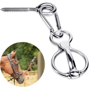 Horse Tie Ring, Stainless Steel Tie Ring for Horses, Horse Tack and Supplies, Safe Horse Accessories with Eye Screw, Snap Hook, Humane Way Tie Ring Reducing Horse Injured When Pull Back in Kuwait