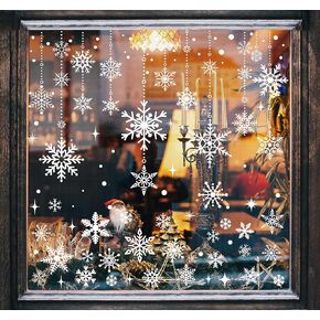 AnyDesign 9 Sheet Christmas Window Clings White Snowflake Window Decals Double-Sided Winter Window Decor for Xmas Winter New Year Home School Office Decoration Party Supplies in Saudi Arabia