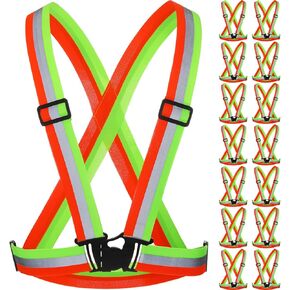 Macarrie 15 Pcs High Visible Reflective Running Vest Adjustable Reflective Safety Vest Elastic Safety Straps Reflective Gear for Walking at Night for Night Running Outdoor Dog Adults Kids