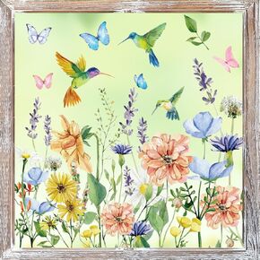 Horaldaily 30 PCS Spring Window Cling Sticker, Watercolor Wildflowers Butterfly Birds for Home Party Supplies Shop Window Glass Display Decoration in Saudi Arabia
