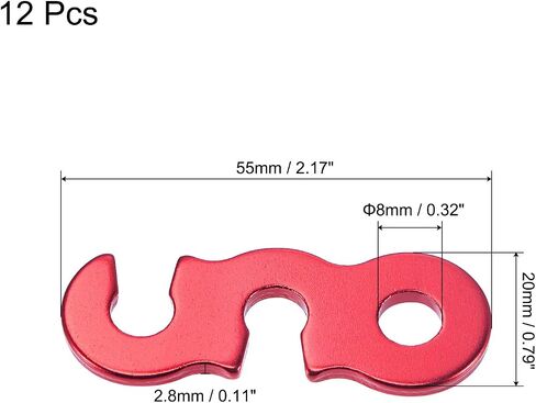 MECCANIXITY Aluminum Rope Tensioner, 8mm Dia. 3 Hole Straight Tent Cord Adjuster for Outdoor Camping Hiking Travel, Red Pack of 12 in Saudi Arabia