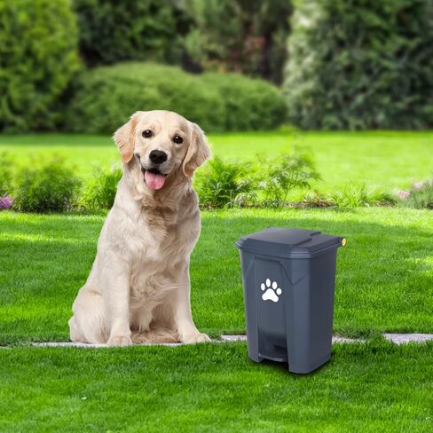 سلة مهملات الكلب للاستخدام في الهواء الطلق، محطة نفايات الكلاب مع غطاء بدواسة بدون استخدام اليدين، حاوية نفايات الكلاب، صندوق داخلي قابل للإزالة، حديقة المنزل، ساحة المطبخ، مع 200 قطعة من أكياس القمامة البلاستيكية، أسود B-15-B-W200 in Kuwait