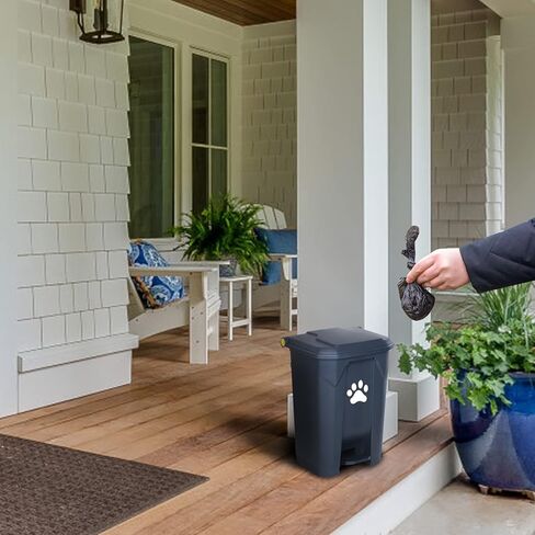 سلة مهملات الكلب للاستخدام في الهواء الطلق، محطة نفايات الكلاب مع غطاء بدواسة بدون استخدام اليدين، حاوية نفايات الكلاب، صندوق داخلي قابل للإزالة، حديقة المنزل، ساحة المطبخ، مع 200 قطعة من أكياس القمامة البلاستيكية، أسود B-15-B-W200 in Kuwait