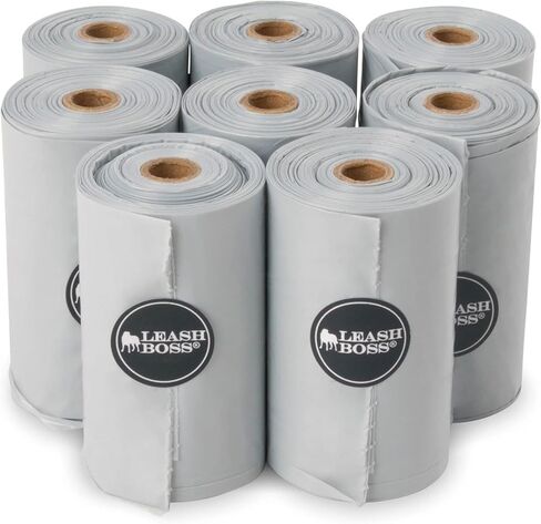 Leashboss Dog Poop Bag Dispenser Wall Mount with Container for Extra Storage, Doggy Bag Holder for Pet Waste Stations, Includes 8 Rolls (120 Bags) of Unscented Biodegradable Pet Waste Bags in Saudi Arabia