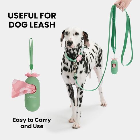 VETRESKA Dog Poop Bags with Dispenser, Lavender Scented, Guranteed Leak Proof and Extra Thick Pet Waste Bags for Walking Dog and Cats Litter， 1 Count Bag Holder and 105 Count Bags (7 Refill Rolls）Pink in Saudi Arabia