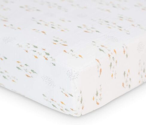 ملاءات سرير الأطفال من Lulujo Muslin - ملاءات مرتبة سرير ملائمة للأولاد والبنات - 28 بوصة × 52 بوصة، عبوة واحدة (أخضر) in Kuwait