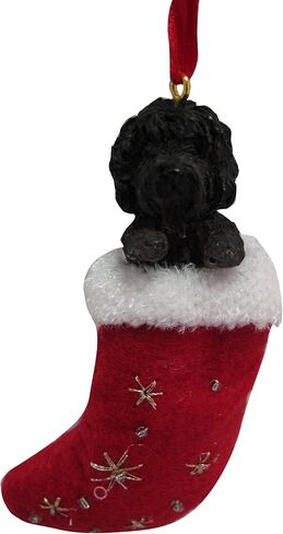 Labradoodle Christmas Stocking Ornament with "Santa's Little Pals" Hand Painted and Stitched Detail in Saudi Arabia