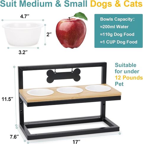 WANTRYAPET وحدة تغذية مرتفعة للكلاب، 3 ارتفاعات قابلة للتعديل، أوعية ميلامين مقاومة للكسر، مناسبة للقطط والكلاب الصغيرة، ارتفاع 10.16 سم، خالية من مادة BPA in Kuwait