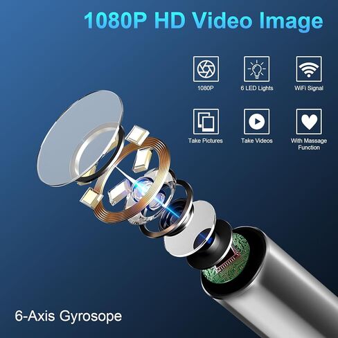 أداة إزالة شمع الأذن من Gickbusus مع كاميرا للأذن وإضاءة، مجموعة تنظيف الأذن الممتازة مع 6 مصابيح LED، أداة تنظيف الأذن بدقة 1080 بكسل in Kuwait