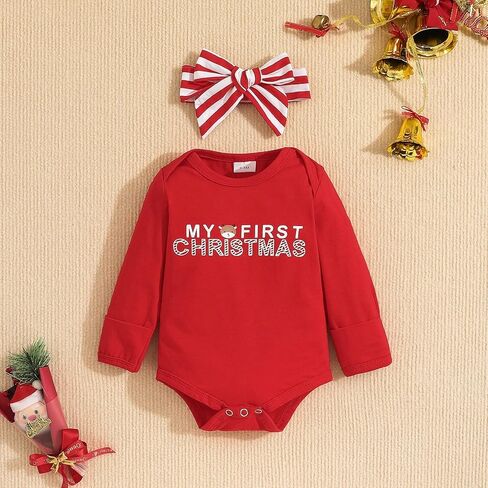 Tikoubabe My First Christmas طفلة ملابس هدية 4 قطعة ملابس الرضع رومبير الاشياء 0-18 شهرا in Kuwait