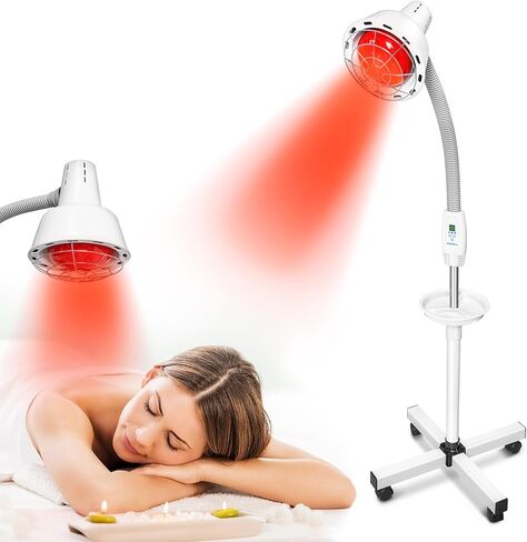 HABEWLU Infrared Light Red Heat Lamp 275W Near Red Infrared Heat Lamp for Relieve Joint Pain and Muscle Aches Body, Standing Heat Lamp with 10 Heat Setting 5-60 min Timer in Kuwait